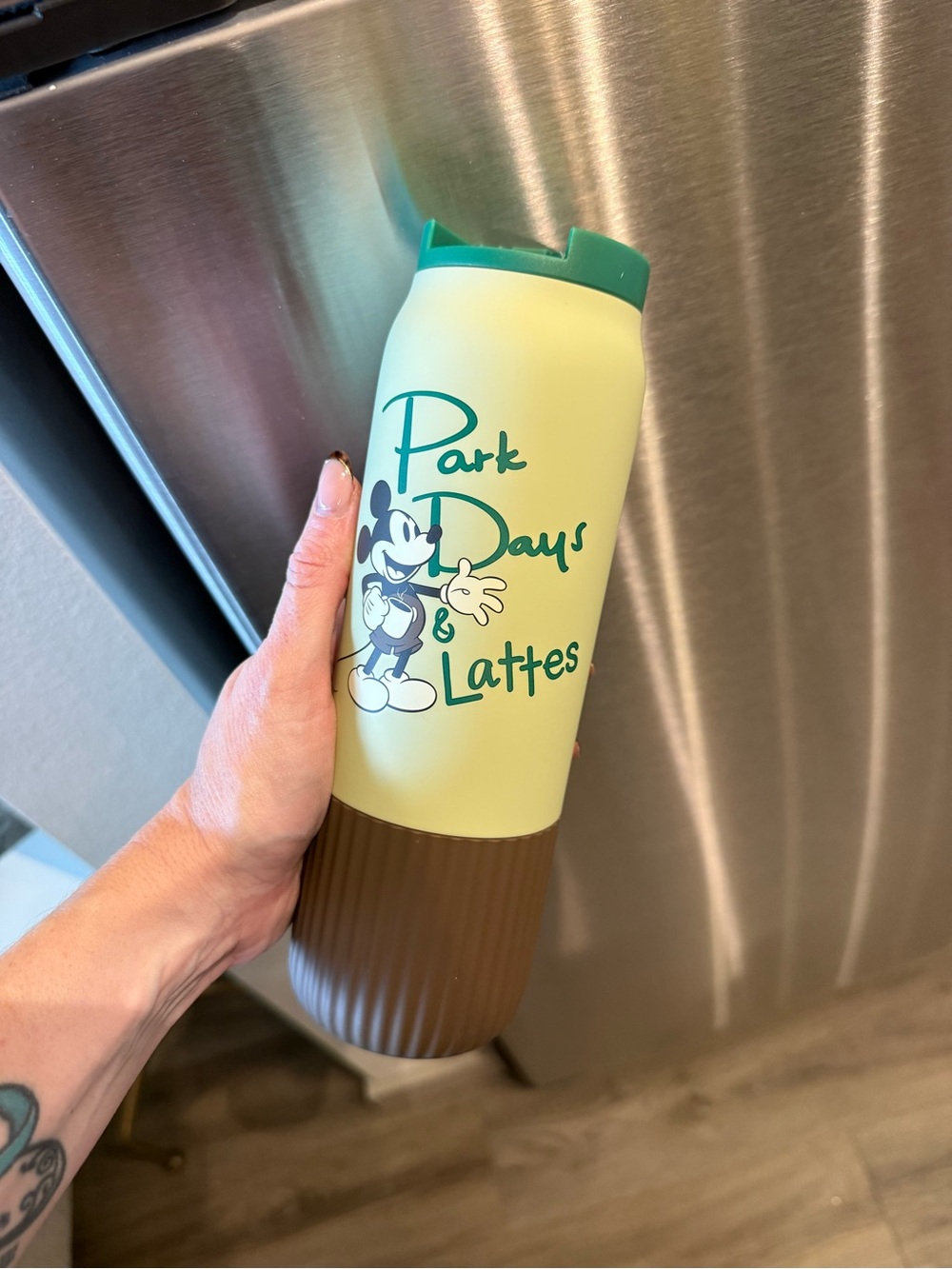 Disney and Starbucks Park Days & Lattes Green Travel Tumbler